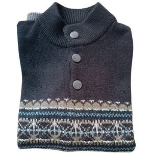 2XL🟠 Wind River Men's Fair Isle Quarter Button Mock Neck Sweater